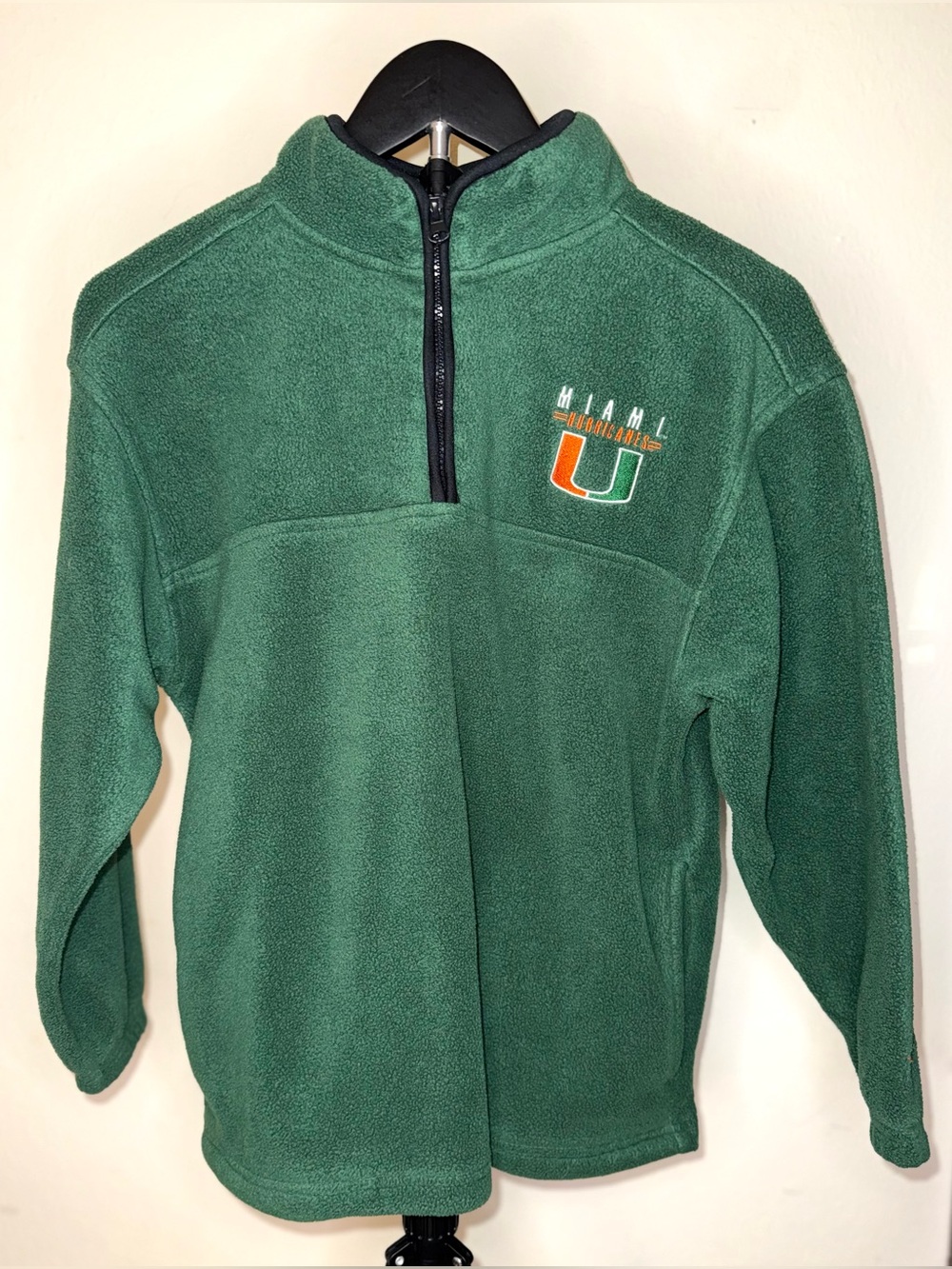 Starter Miami Hurricanes Green Fleece Pullover Sweatshirt, size 12/14